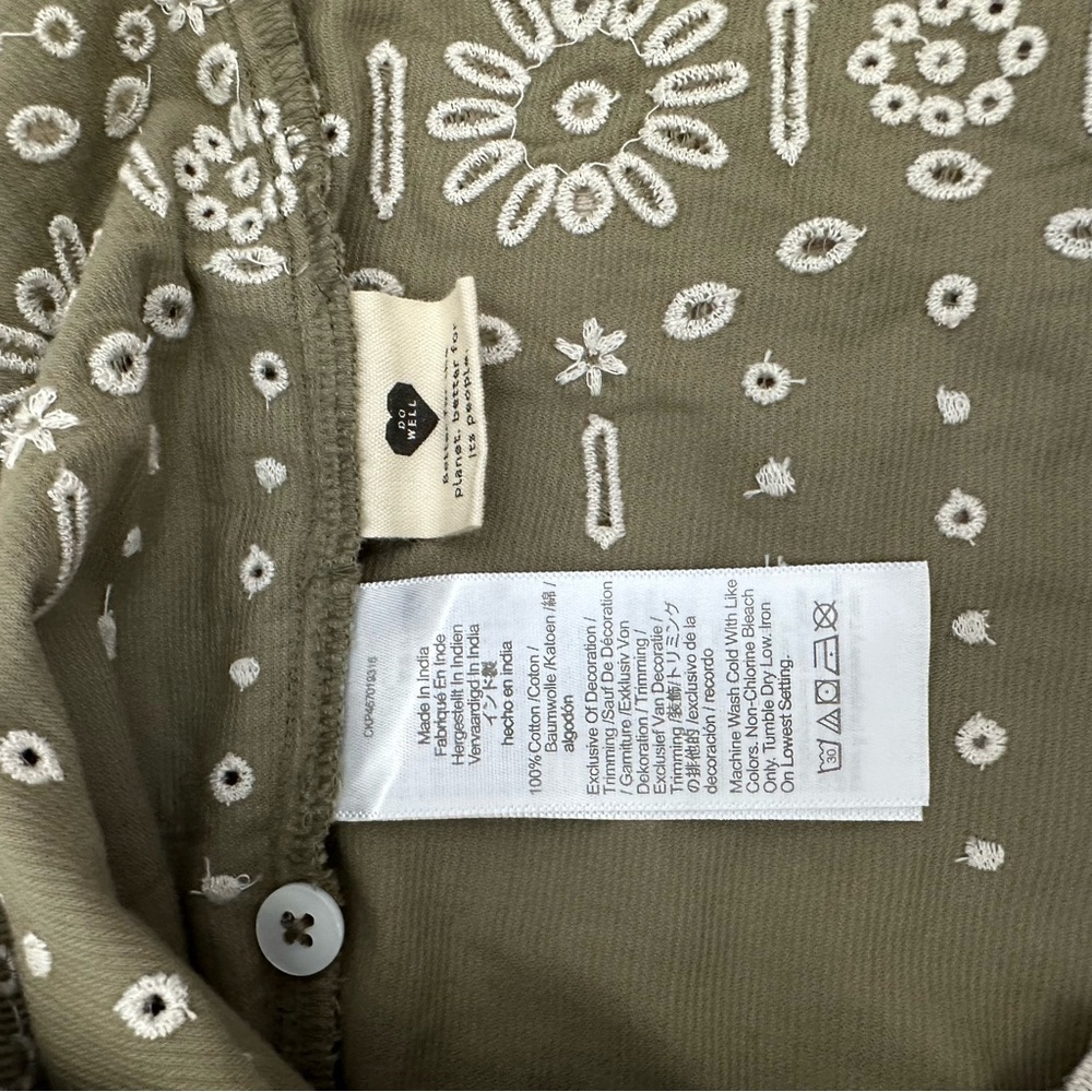 Madewell Women’s Green Cotton Embroidered Square Neck Mini Dress Size S - Picture 8 of 12